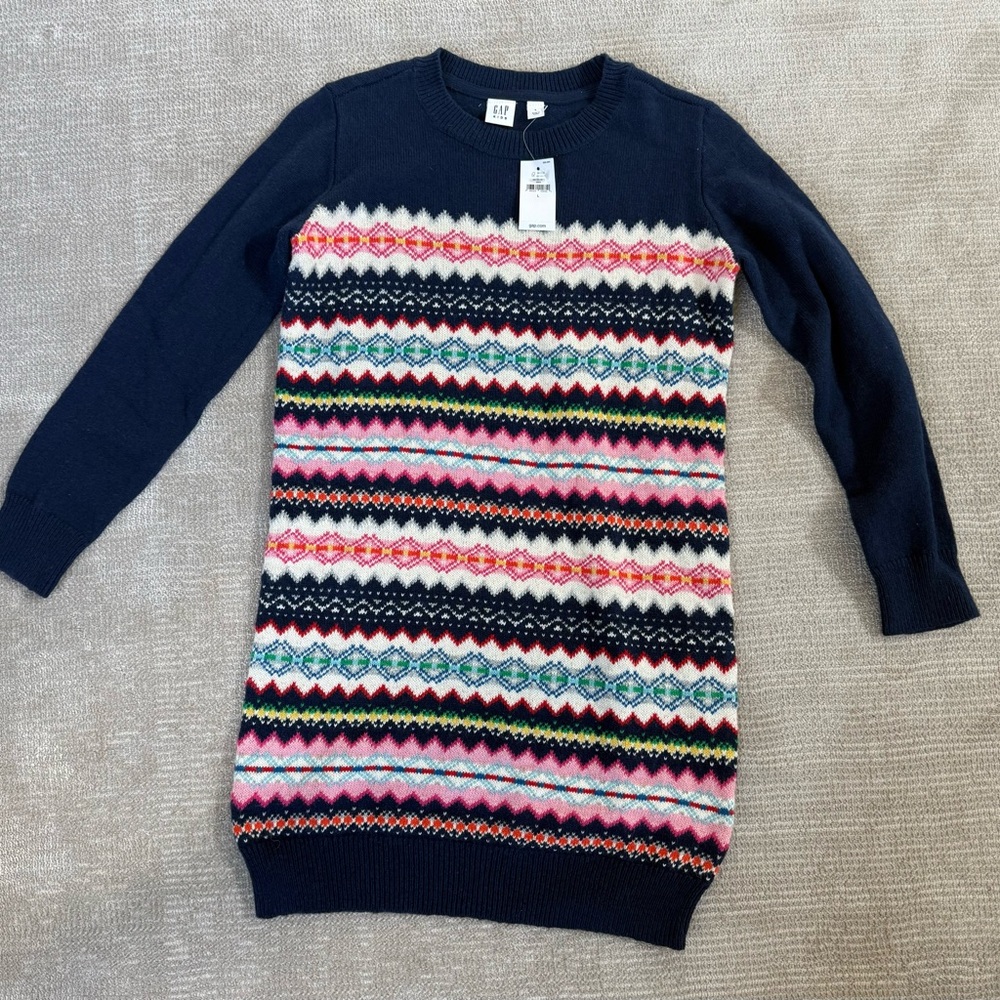 GAP Kids Navy and Pink Knit Sweater Dress